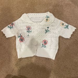Chicwish Cream Floral Embroidered Knit Top